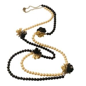 Bala Booste France Necklace signed Pearl Flower Statement beaded France Y2K Rare